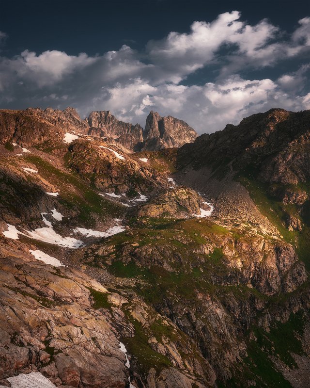 рассвет, горы, архыз, пейзаж, кавказ Зубы Кара-Джашаphoto preview