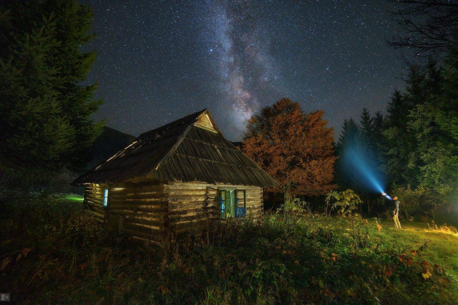 горы,карпаты,мармарош,мармаросы,млечный путь,звезды,ночь,трава,цветы,камни,колыба,хатка,елки,деревья, U-235