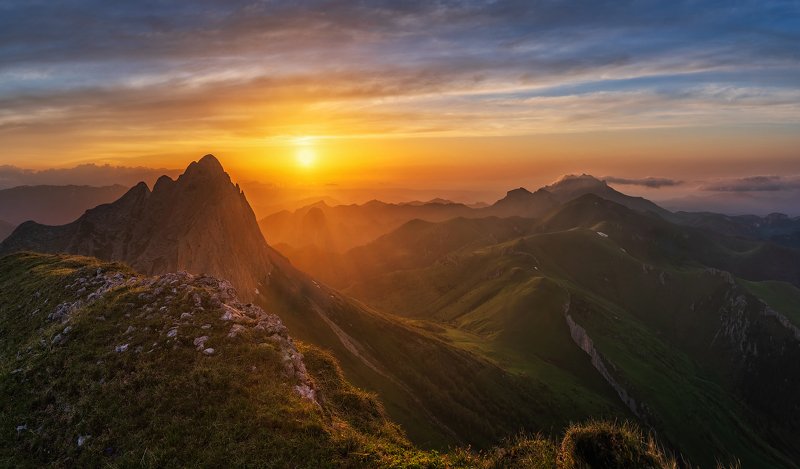 закат, большой тхач, малый тхач, асбестная, горы, пейзаж, рассвет, кавказ, адыгея, ачешбоки На закатеphoto preview