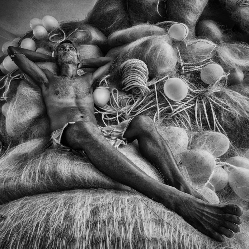 #fisherman #net #nets #sleeping #black&white #rest #voyage  Rest In Peacephoto preview