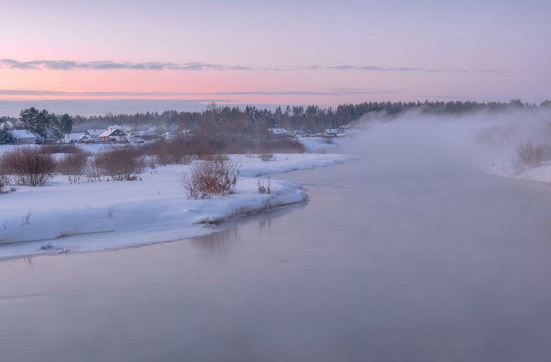 зима закат река Жизнь у реки фото превью