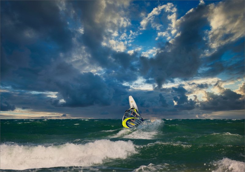 море, волны, серфинг, небо, облака, закат To flyphoto preview