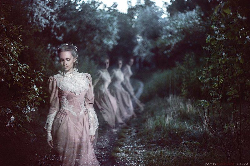 девушка, весна, цветение, яблони Remembering the springphoto preview