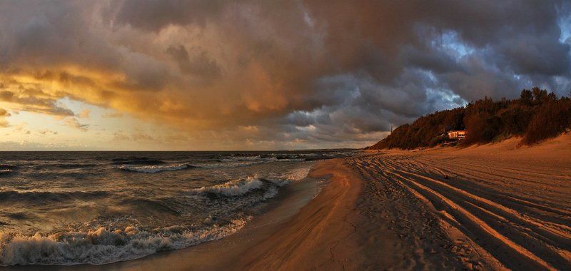 море, балтийское море, балтика, пляж, волны, вечер Десятый километрphoto preview