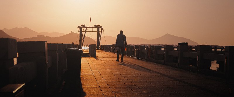 man, alone, pier, sea, sun, sunshine, morning, sunrise, gates, cinematic, cine, colors, colorgrade, colorgrading Go fishingphoto preview