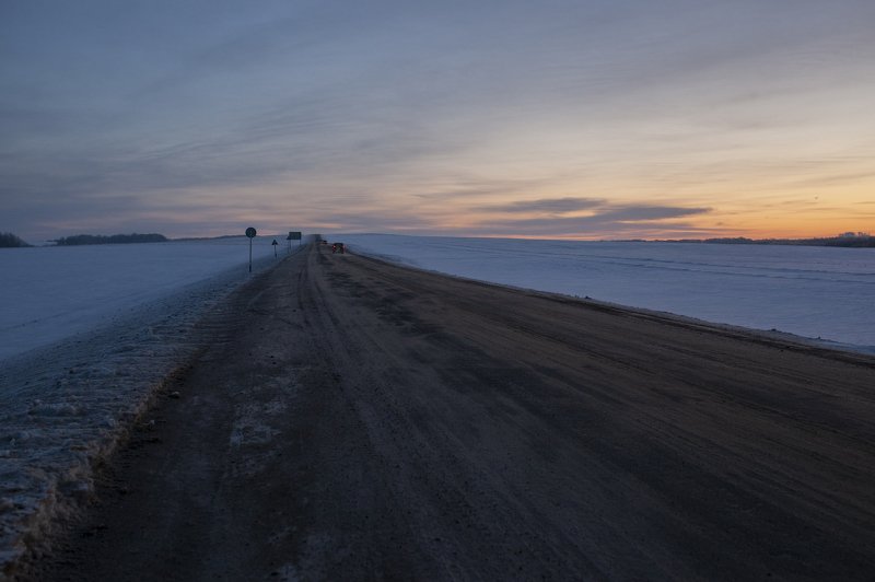 пейзаж, дорога, утро, рассвет Дорожные рассветыphoto preview