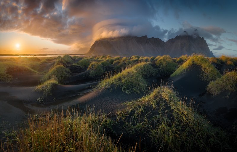 исландия, стокснес, вестрахорн Вечер на дюнахphoto preview