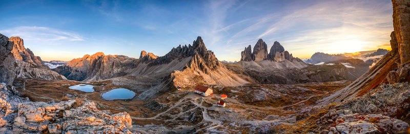 Italy, Dolomite, mountains, landscape, autumn, panorama Tre Cime di Lavaredophoto preview