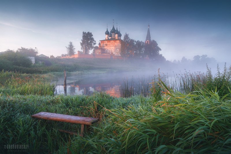 дунилово, теза, река, село, ивановская область, туман, рассвет Дуниловоphoto preview