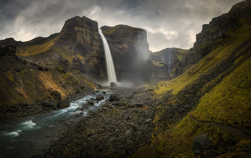исландия, haifoss Путь к подножию водопада Haifoss, Исландияphoto preview