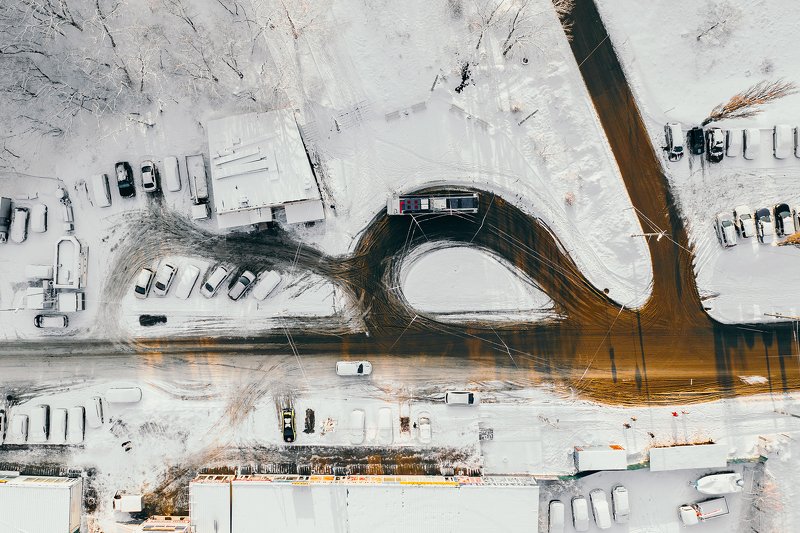 аэросъемка, владивосток, приморье, снег, квадрокоптер, зима, город, дома, район, автомобили Утро выходного дняphoto preview