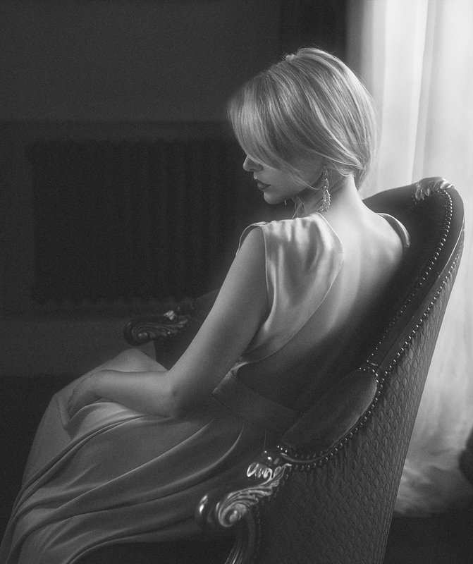 черно-белое, женщина, портрет Девушкаphoto preview