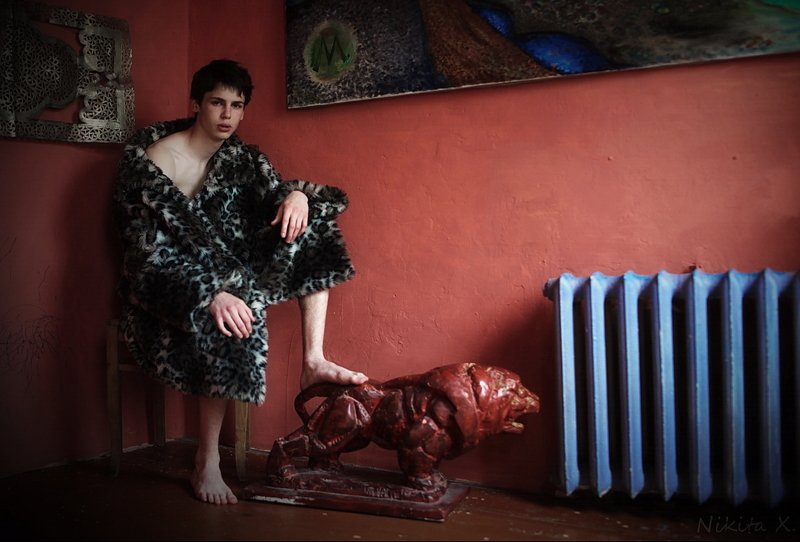 Boy in the red room...photo preview