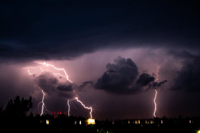 небо, sky, night, clouds, ночь, пейзаж, молния, lightning, гроза, облака, storm Буйство небесного электрикаphoto preview