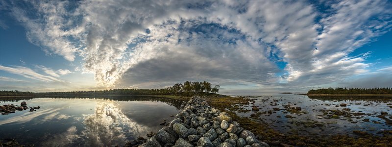 соловки, соловецкие острова, белое море, филипповские садки, вода, остров, ник васильев, красота, море, панорама, небеса, отражение, зеркало Над Белым морем.photo preview