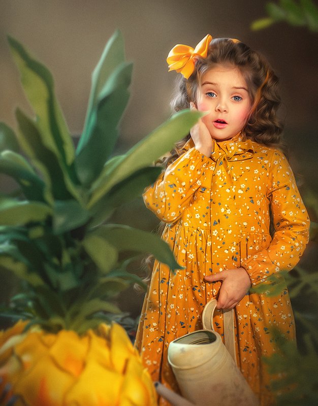 дети, детский портрет, желтое платье, детская фотография, артфотография  Урожайphoto preview
