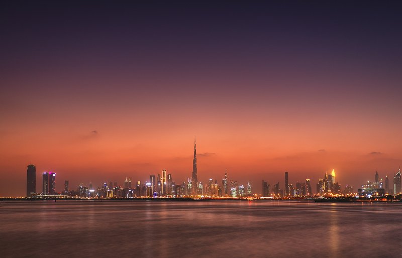 sunset, dubai, creek, watherfront, architecture, design, sky, skyscreeper Sunset in Dubai Creekphoto preview
