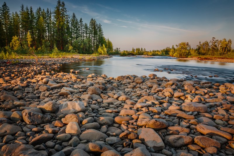 пейзаж, север, крайнийсевер, заполярье, тундра, лето, река, восход Река Валекphoto preview