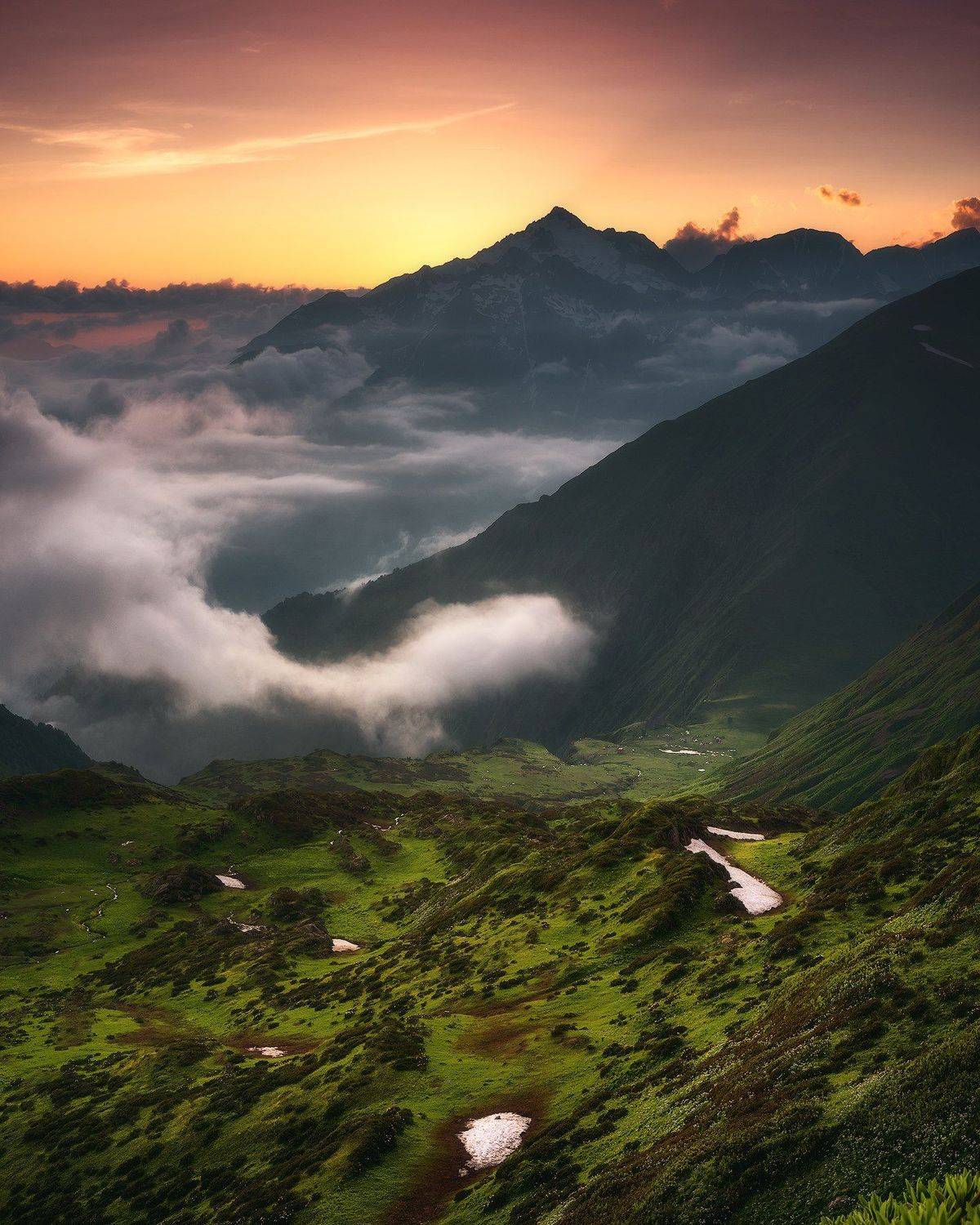 закат, лето, горы, кавказ, пейзаж, красная поляна, Tania Leschinskaya