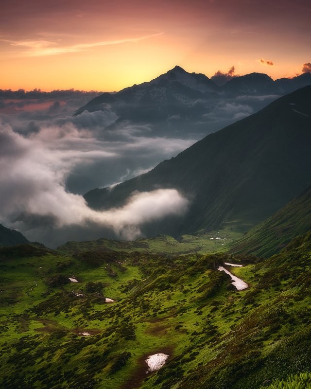 закат, лето, горы, кавказ, пейзаж, красная поляна Летний вечерphoto preview