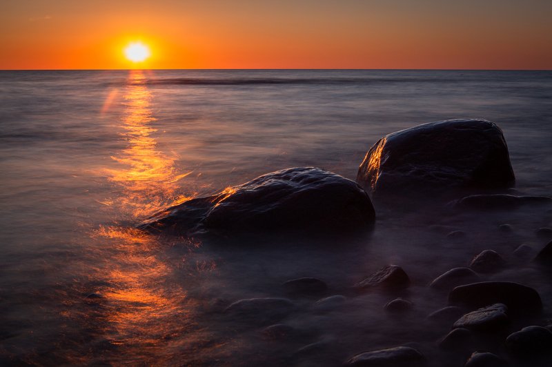sunset,sea,stones,landscape,seascape,dark,orange, Sunset for twophoto preview