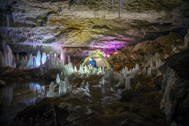 север, пещеры, ночное фото, спелео Г-1photo preview