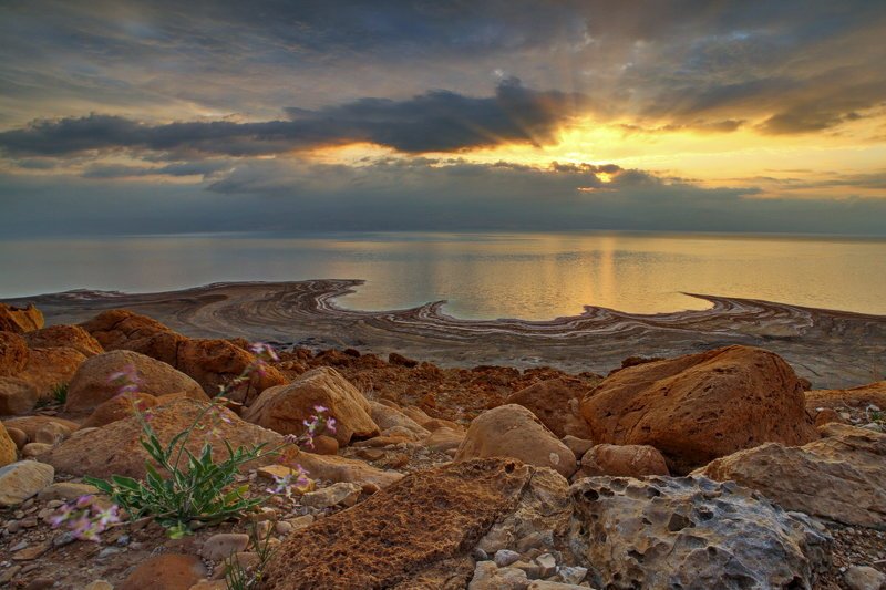 мертвое, море, небо, пейзаж, соль, dead sea, рассвет, yām ha-melaḥ Позолотилоphoto preview