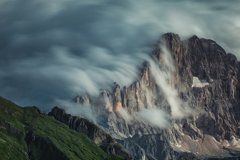 mountains, dolomites, italy, sunset, landscape, nature, travel, summer, peak, clouds Clouds Attackphoto preview
