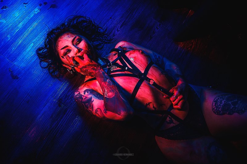 portrait, lingerie, blood, blue, cdmx, hdzphoto, Delights of Madness: Jacqueline.photo preview