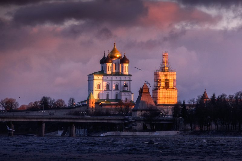 рассвет, псков, рассвет, собор Солнечное утро.photo preview