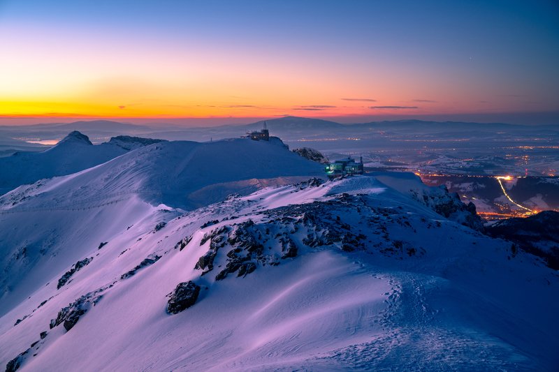 zachody słońca, kasprowy wierch, zakopane, giewont tatry, zmierzch, niebo, kolor, śnieg, zima, góry, Tatry Gdy nad Kasprowym Wierchem robi się ciemno.photo preview