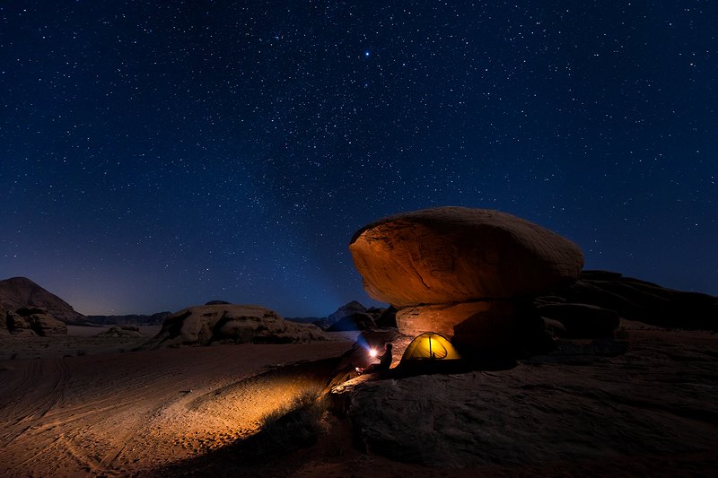 wadi rum, jordan, stars, tent, rock, desert,  Wadi Rum nightphoto preview
