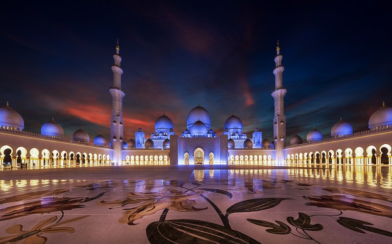 mosque, uea, sky, sunset, dubai, no people, muslim, sky Sheikh Zayed Grand Mosquephoto preview