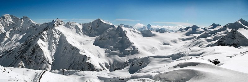 горы, снег , кавказ, приэльбрусье Панорама с Эльбрусаphoto preview