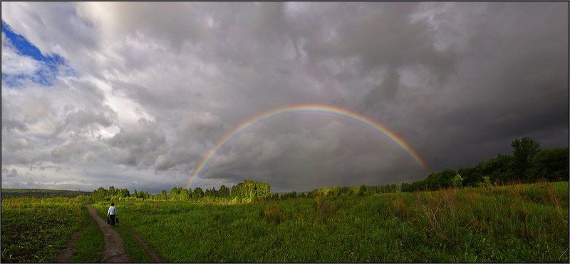 нсо,  вечер, радуга, туча, поле,  дорожка, аня графова У природы нет плохой погоды))photo preview