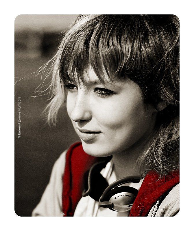 девушка, чб, енисей, весна ***photo preview