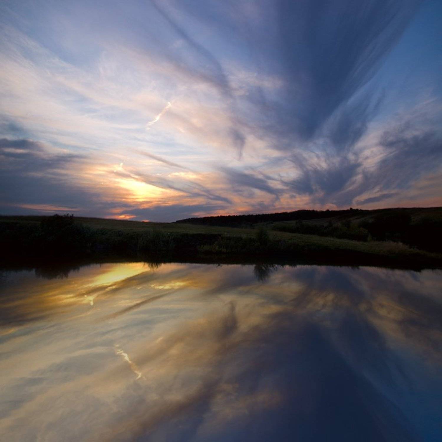 Закат над прудом.. Автор: Александр Дубовицкий пруд, закат, вечер, Александр Дубовицкий