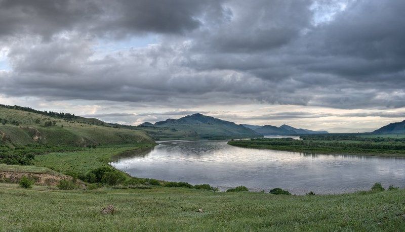 бурятия, река, селенга, вечер Пасмурный вечер на реке Селенгаphoto preview