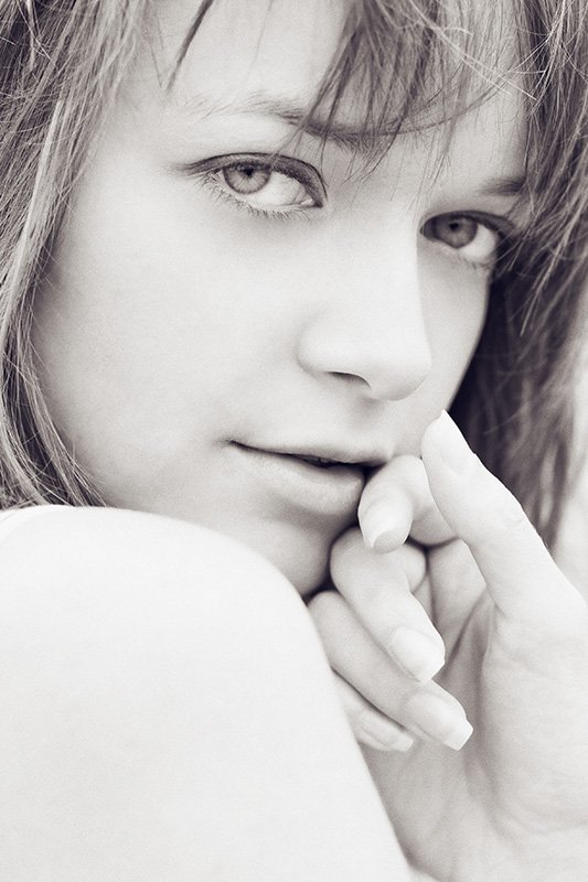 девушка, портрет, ч/б, глаза, цифра *** фото превью