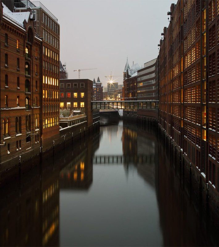 гамбург,канал,мост,вечер photo preview