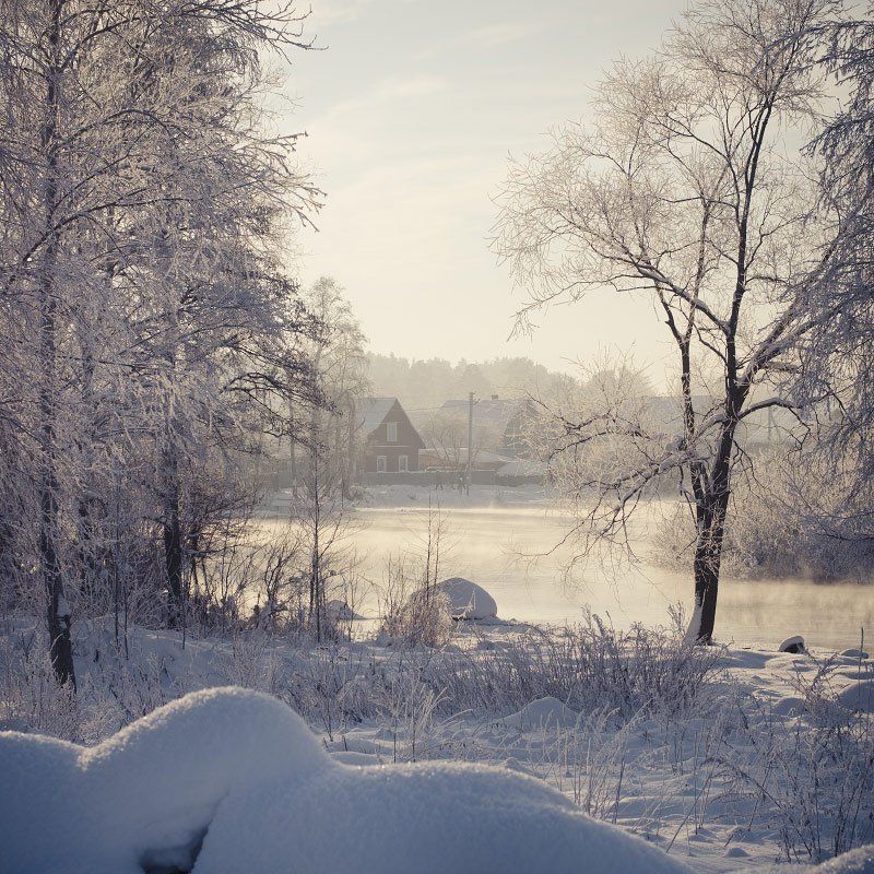 winter, landscape, snow, river На Вуоксеphoto preview