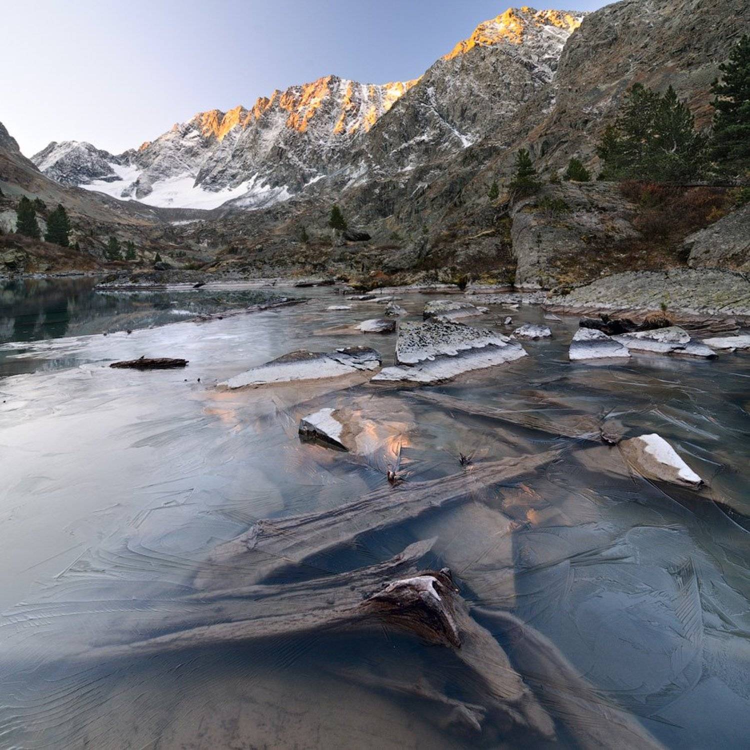 Ледяная акварель солнечного утра. Автор: Kaiser Sozo россия, горный алтай, усть-коксинский район, катунский хребет, озеро куйгук, Kaiser Sozo