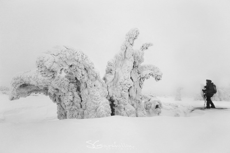 ГУХ, Главный уральский Хребет, Урал, Северный Урал, зимний пейзаж, чб Чудища уральскиеphoto preview