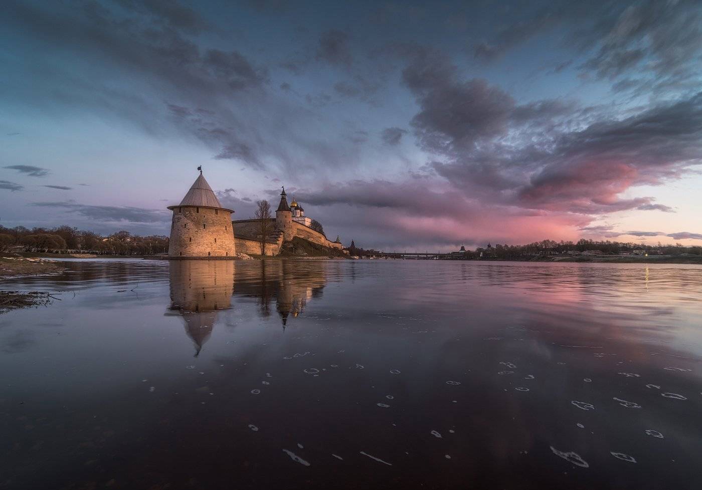 закат, псков, река, весна, апрель, Майя Афзаал