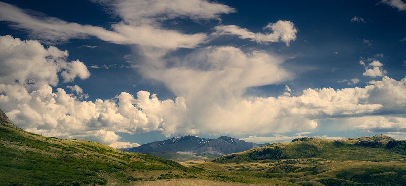 пейзаж, панорама, горы, озеро, алтай, сибирь, природа, путешествия, буйлюкем, ущелье, река, небо, облака, природа Кудрявое небо Буйлюкемаphoto preview