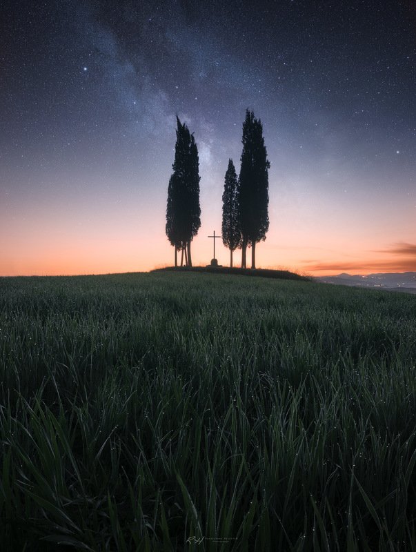 #landscape, #toscany, #italy, #milkyway, #nightsky, #valdorcia, #fineart, #sunrise “First warm light”photo preview