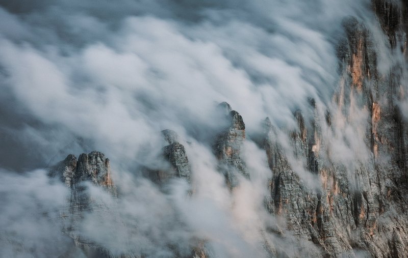 mountains, dolomites, italy, sunset, landscape, nature, travel, summer, peak, clouds Clouds Waterfallphoto preview