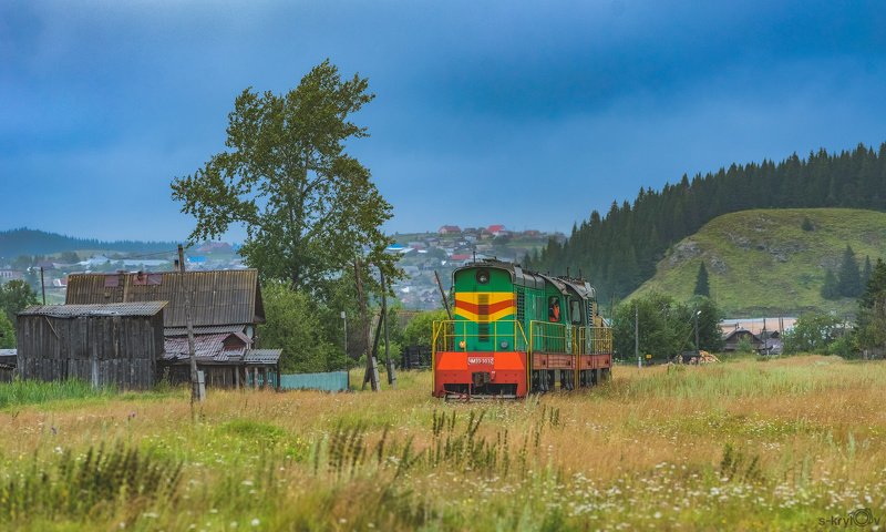 жд,железная дорога,поезд,россия,пейзаж,skrylov,skrylov_official,лето,нязепетрвоск,поле,деревня,ЧМЭ3,корова,пастораль ***photo preview