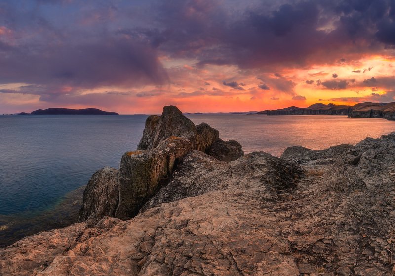 море, скалы, закат, вечер ***photo preview