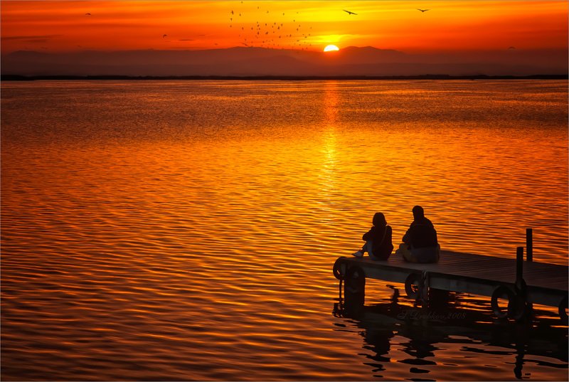 закат, озеро, птицы, горы, небо Время мечтатьphoto preview